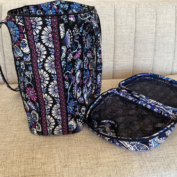 Vera Bradley tote in Bramble and Large Lay Flat Cosmetic in Deep Night Paisley - Picture 4 of 5